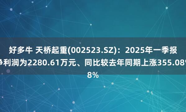 好多牛 天桥起重(002523.SZ)：2025年一季报净利润为2280.61万元、同比较去年同期上涨355.08%